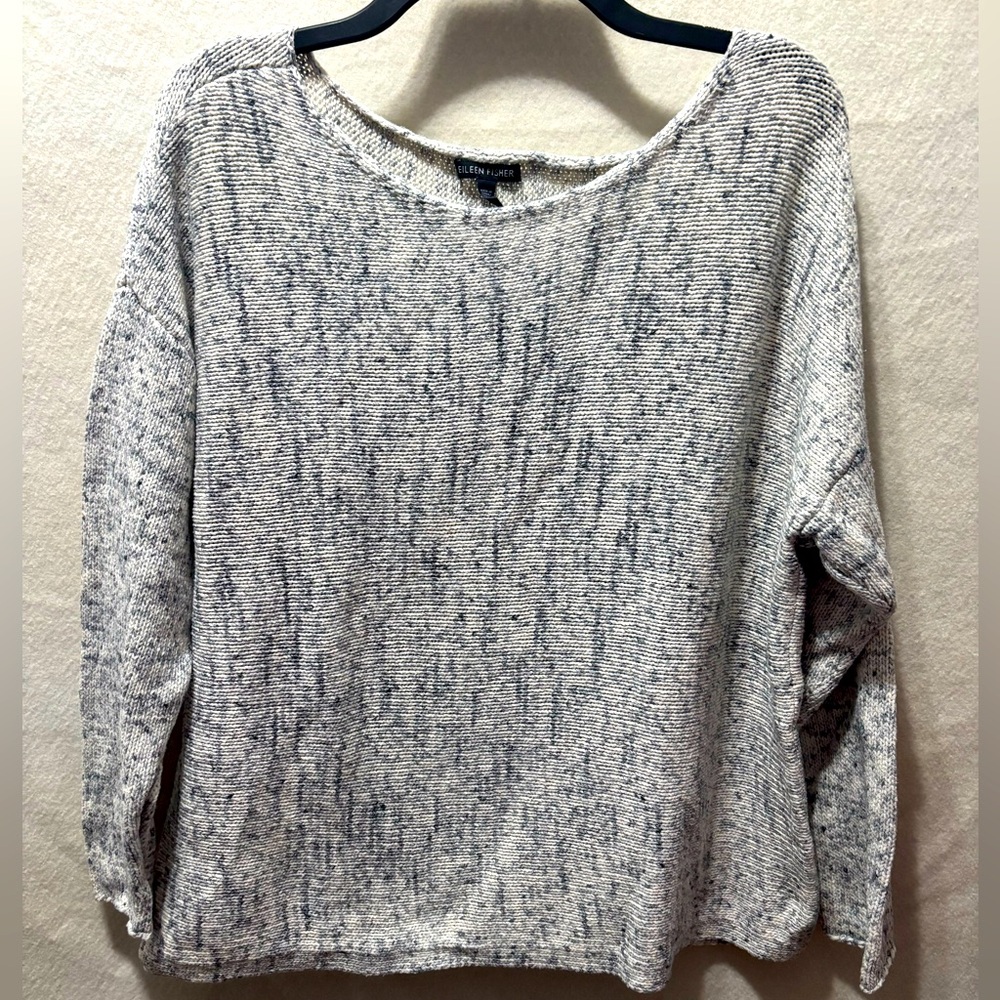 Eileen Fisher XL Gray Knit Cotton Sweater